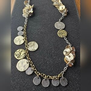Elegant Gold and Silver Disc Necklace